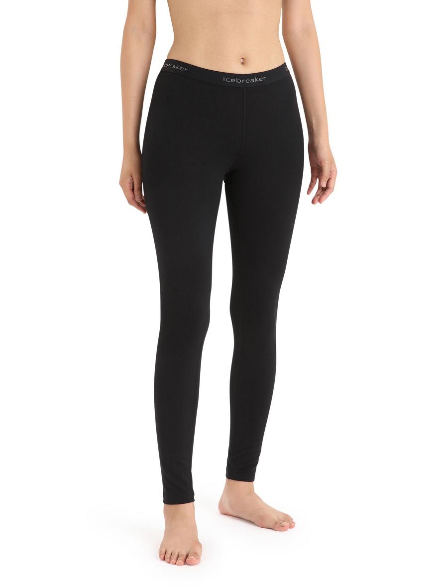 Icebreaker Merino 200 Oasis Thermal Leggings Naisten Base Layers Mustat | FI 1919KORI